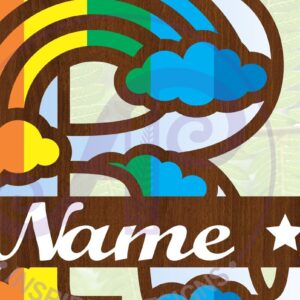 Intra απο ξύλο plywood 3mm-4mm πάχος – Αρχείο Rainbow Monogram Letter R Δίασταση  20x20 cm INTRAFABR-70085900