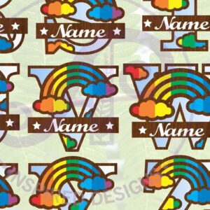 Intra απο ξύλο plywood 3mm-4mm πάχος – Πακέτο σετ γραμμάτων Rainbow Monogram Δίασταση 20x20 cm INTRAFABR-70080023