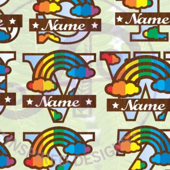 Intra απο ξύλο plywood 3mm-4mm πάχος – Πακέτο σετ γραμμάτων Rainbow Monogram Δίασταση 20x20 cm INTRAFABR-70080023 - Image 1