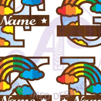 Intra απο ξύλο plywood 3mm-4mm πάχος – Πακέτο σετ γραμμάτων Rainbow Monogram Δίασταση 20x20 cm INTRAFABR-70080023 - Image 2