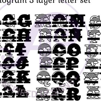 Intra απο ξύλο plywood 3mm-4mm πάχος – Πακέτο σετ γραμμάτων Rainbow Monogram Δίασταση 20x20 cm INTRAFABR-70080023 - Image 5