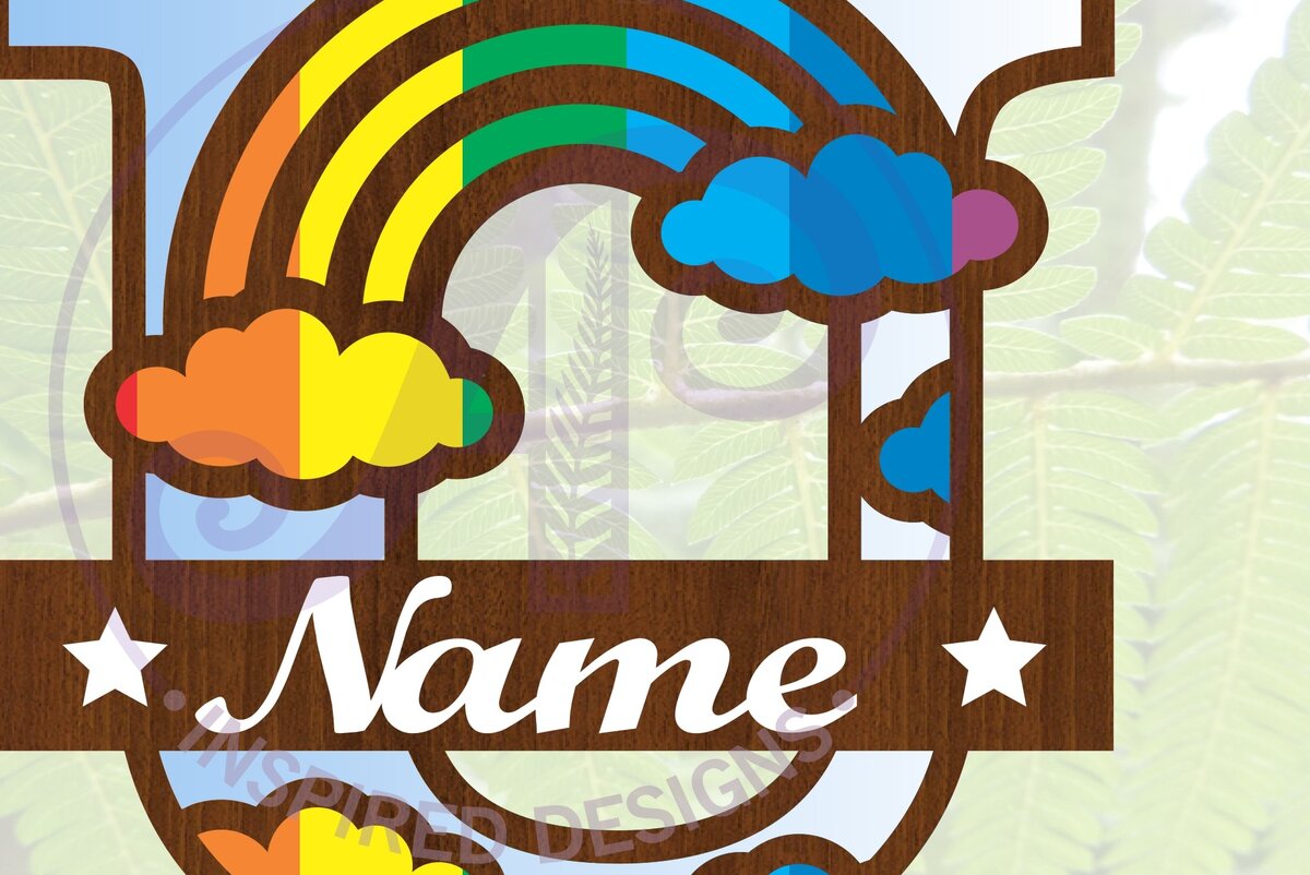 Intra απο ξύλο plywood 3mm-4mm πάχος – Αρχείο Rainbow Monogram Letter U Δίασταση  20x20 cm INTRAFABR-70085946