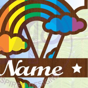 Intra απο ξύλο plywood 3mm-4mm πάχος – Rainbow Monogram Letter V Αρχείο Δίασταση 20x20 cm INTRAFABR-70085953