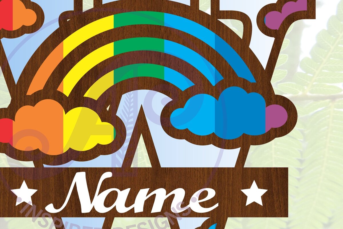 Intra απο ξύλο plywood 3mm-4mm πάχος – Rainbow Monogram Letter W Αρχείο Δίασταση  20x20 cm INTRAFABR-70085960