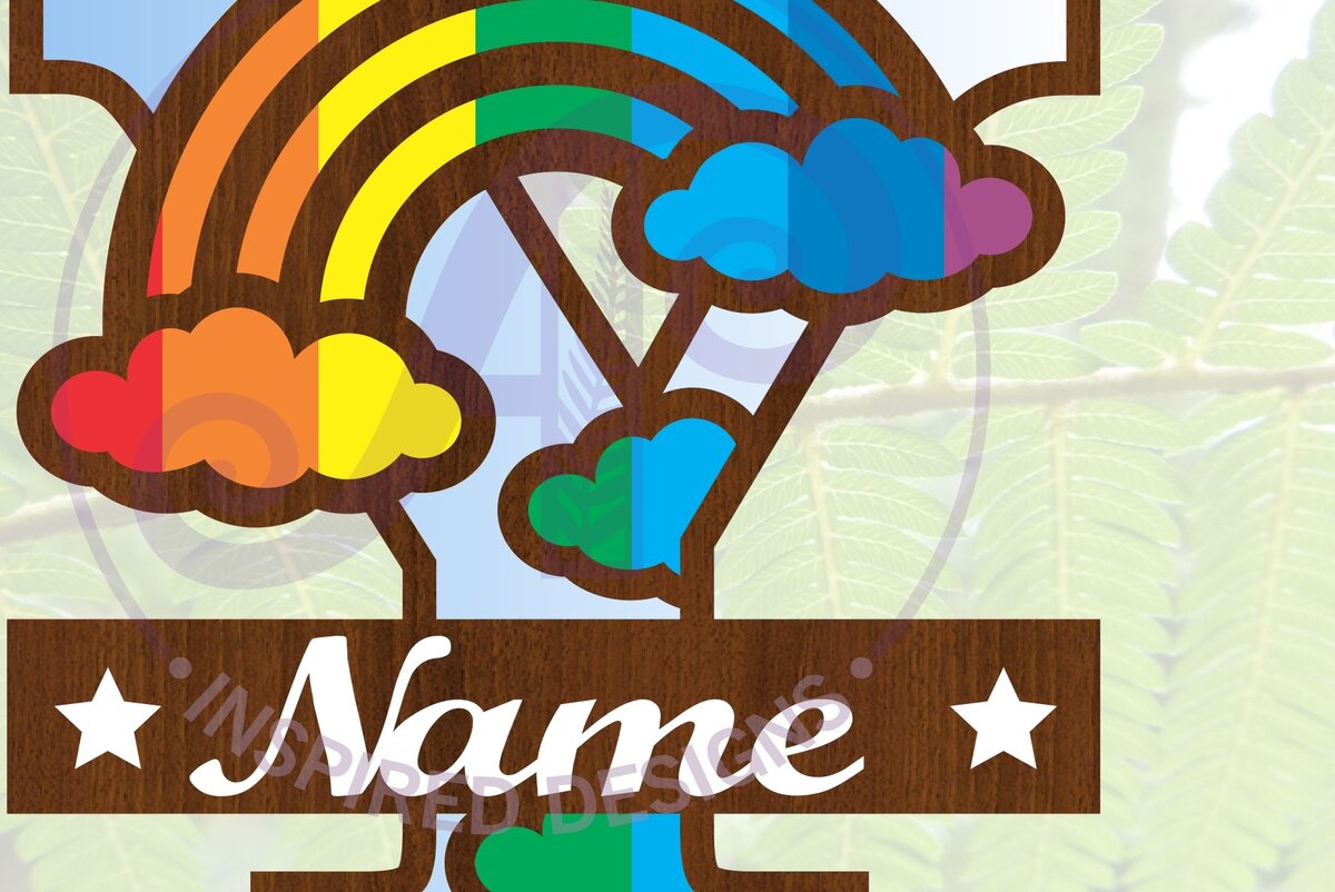 Intra απο ξύλο plywood 3mm-4mm πάχος – Αρχείο Rainbow Monogram Letter Y Δίασταση  20x20 cm INTRAFABR-70085984