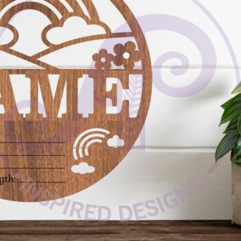 Intra απο ξύλο plywood 3mm-4mm πάχος – Στατιστικά νεογέννητου μωρού Rainbow, Πλακέτα γέννησης Δίασταση  20x20 cm INTRAFABR-104405117 - Image 2