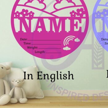 Intra απο ξύλο plywood 3mm-4mm πάχος – Στατιστικά νεογέννητου μωρού Rainbow, Πλακέτα γέννησης Δίασταση  20x20 cm INTRAFABR-104405117 - Image 3