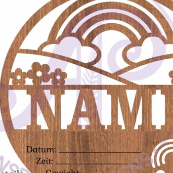 Intra απο ξύλο plywood 3mm-4mm πάχος – Στατιστικά νεογέννητου μωρού Rainbow, Πλακέτα γέννησης Δίασταση  20x20 cm INTRAFABR-104405117 - Image 5