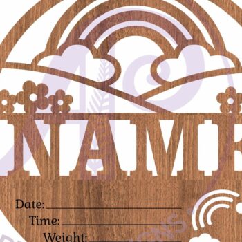 Intra απο ξύλο plywood 3mm-4mm πάχος – Στατιστικά νεογέννητου μωρού Rainbow, Πλακέτα γέννησης Δίασταση  20x20 cm INTRAFABR-104405117 - Image 6