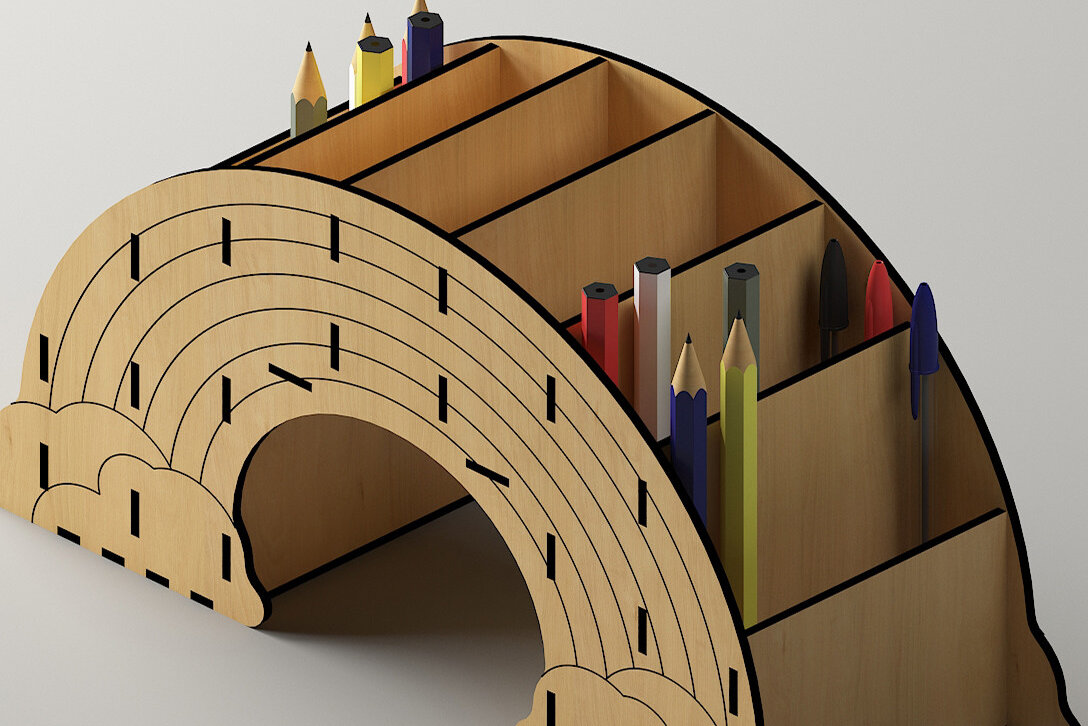 Intra απο ξύλο plywood 3mm-4mm πάχος – Επιτραπέζιο Organizer για στυλό Rainbow 246 Δίασταση  20x20 cm INTRAFABR-48373314