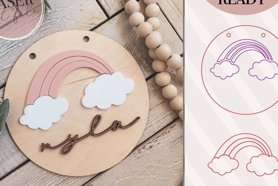 Intra απο ξύλο plywood 3mm-4mm πάχος – Στρογγυλό σημάδι Rainbow Δίασταση  20x20 cm INTRAFABR-75320333