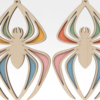 Intra απο ξύλο plywood 3mm-4mm πάχος – Rainbow Spider Earrings Δίασταση 5x5 cm INTRAFABR-122357032 - Image 1
