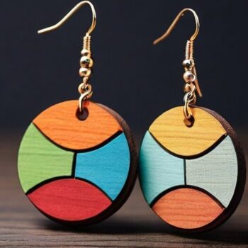 Intra απο ξύλο plywood 3mm-4mm πάχος – Πολύχρωμα σκουλαρίκια λέιζερ με θέμα το ουράνιο τόξο Δίασταση 5x5 cm INTRAFABR-90254743 - Image 2