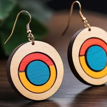 Intra απο ξύλο plywood 3mm-4mm πάχος – Πολύχρωμα σκουλαρίκια λέιζερ με θέμα το ουράνιο τόξο Δίασταση 5x5 cm INTRAFABR-90254743 - Image 3