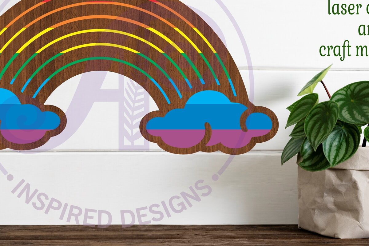 Intra απο ξύλο plywood 3mm-4mm πάχος – Ταμπέλα τοίχου δύο επιπέδων Rainbow, Laser Δίασταση  40x30 cm INTRAFABR-84411646