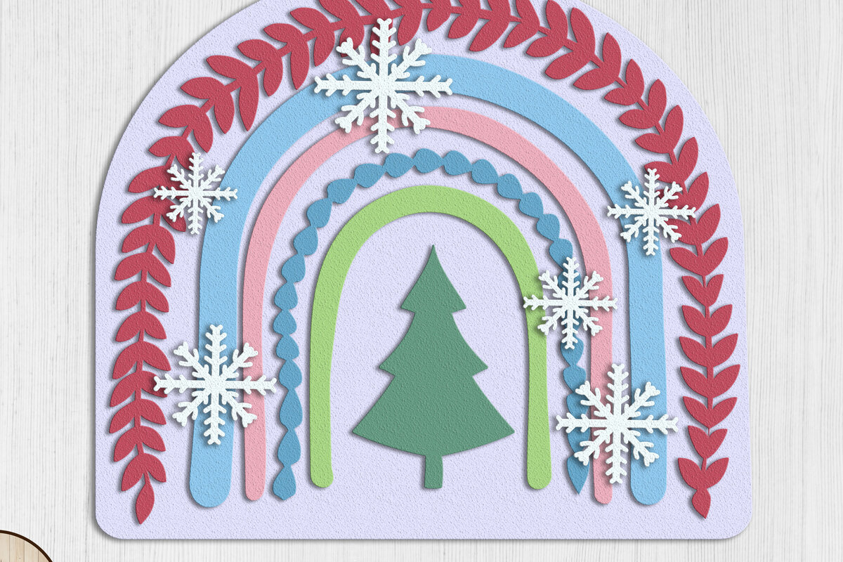 Intra απο ξύλο plywood 3mm-4mm πάχος – Αρχείο κοπής λέιζερ χειμερινής διακόσμησης Rainbow Δίασταση  20x20 cm INTRAFABR-100750184