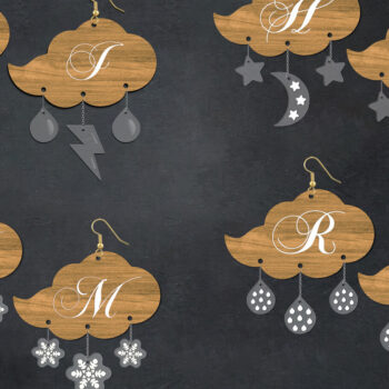 Intra απο ξύλο plywood 3mm-4mm πάχος – Αρχείο κοπής με λέιζερ σκουλαρίκια βροχής Δίασταση  5x5 cm INTRAFABR-26345594 - Image 1