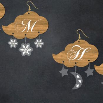 Intra απο ξύλο plywood 3mm-4mm πάχος – Αρχείο κοπής με λέιζερ σκουλαρίκια βροχής Δίασταση  5x5 cm INTRAFABR-26345594 - Image 2