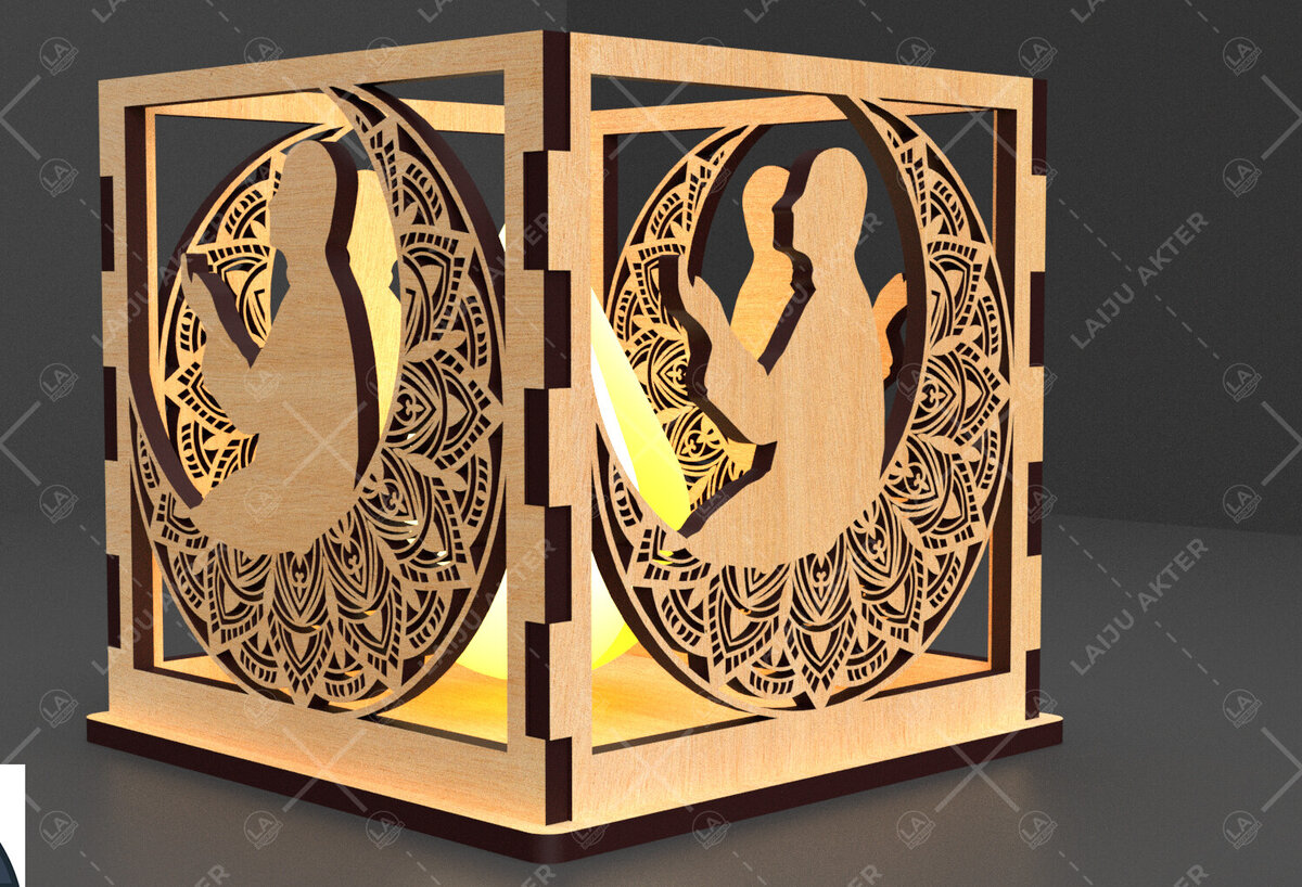 Intra απο ξύλο plywood 3mm-4mm πάχος – Κηροπήγιο Ραμαζάνι, eidDecor Δίασταση  20x20 cm INTRAFABR-93394685