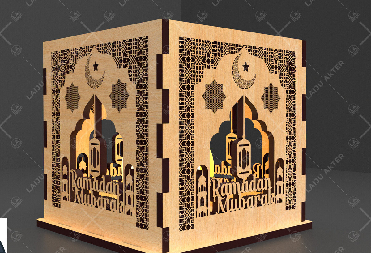 Intra απο ξύλο plywood 3mm-4mm πάχος – Κηροπήγιο Ραμαζάνι, eidDecor Δίασταση  20x20 cm INTRAFABR-93394778