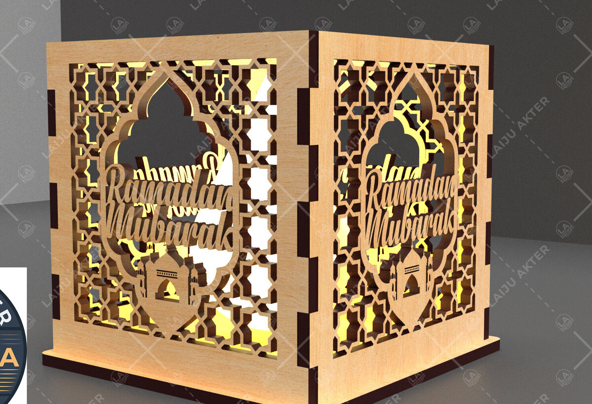 Intra απο ξύλο plywood 3mm-4mm πάχος – Κηροπήγιο Ραμαζάνι, eidDecor Δίασταση  20x20 cm INTRAFABR-93394237