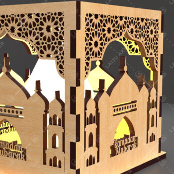 Intra απο ξύλο plywood 3mm-4mm πάχος – Κηροπήγιο Ραμαζάνι, eidDecor Δίασταση  20x20 cm INTRAFABR-93394306 - Image 3