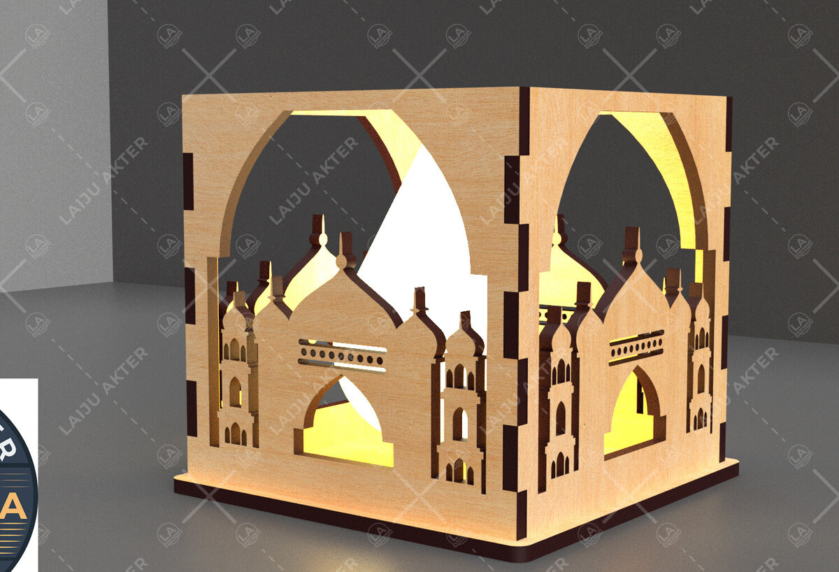 Intra απο ξύλο plywood 3mm-4mm πάχος – Κηροπήγιο Ραμαζάνι, eidDecor Δίασταση  20x20 cm INTRAFABR-93394411