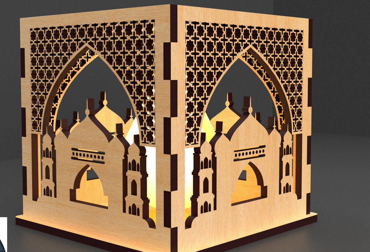 Intra απο ξύλο plywood 3mm-4mm πάχος – Κηροπήγιο Ραμαζάνι, eidDecor Δίασταση  20x20 cm INTRAFABR-93394502