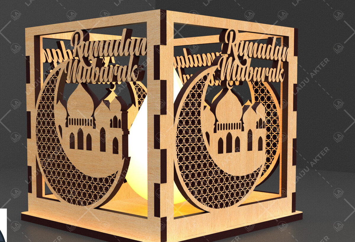 Intra απο ξύλο plywood 3mm-4mm πάχος – Κηροπήγιο Ραμαζάνι, eidDecor Δίασταση  20x20 cm INTRAFABR-93394574