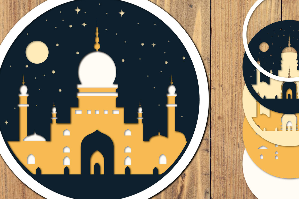 Intra απο ξύλο plywood 3mm-4mm πάχος – Αρχείο 3d Paper Cut Ramadan Kareem Δίασταση  20x20 cm INTRAFABR-118586594