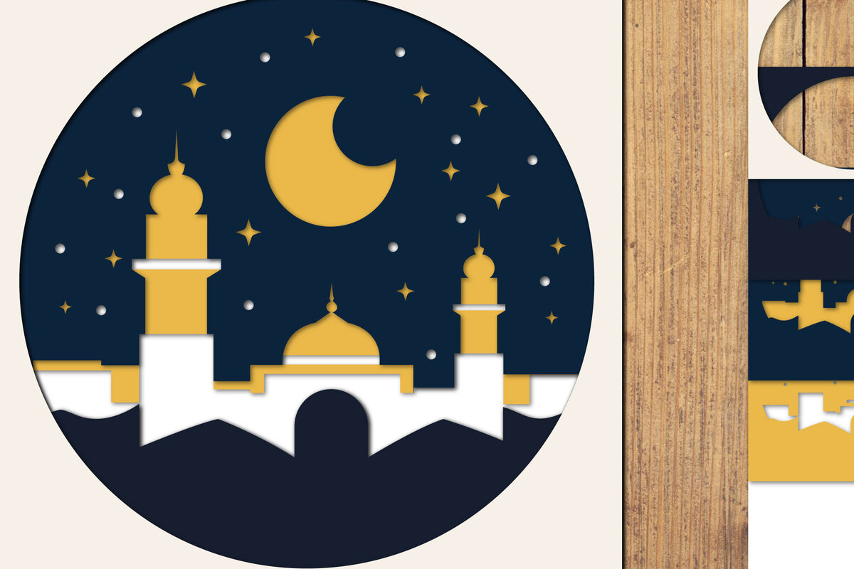 Intra απο ξύλο plywood 3mm-4mm πάχος – Αρχείο 3d Paper Cut Ramadan Kareem Δίασταση  20x20 cm INTRAFABR-118547021