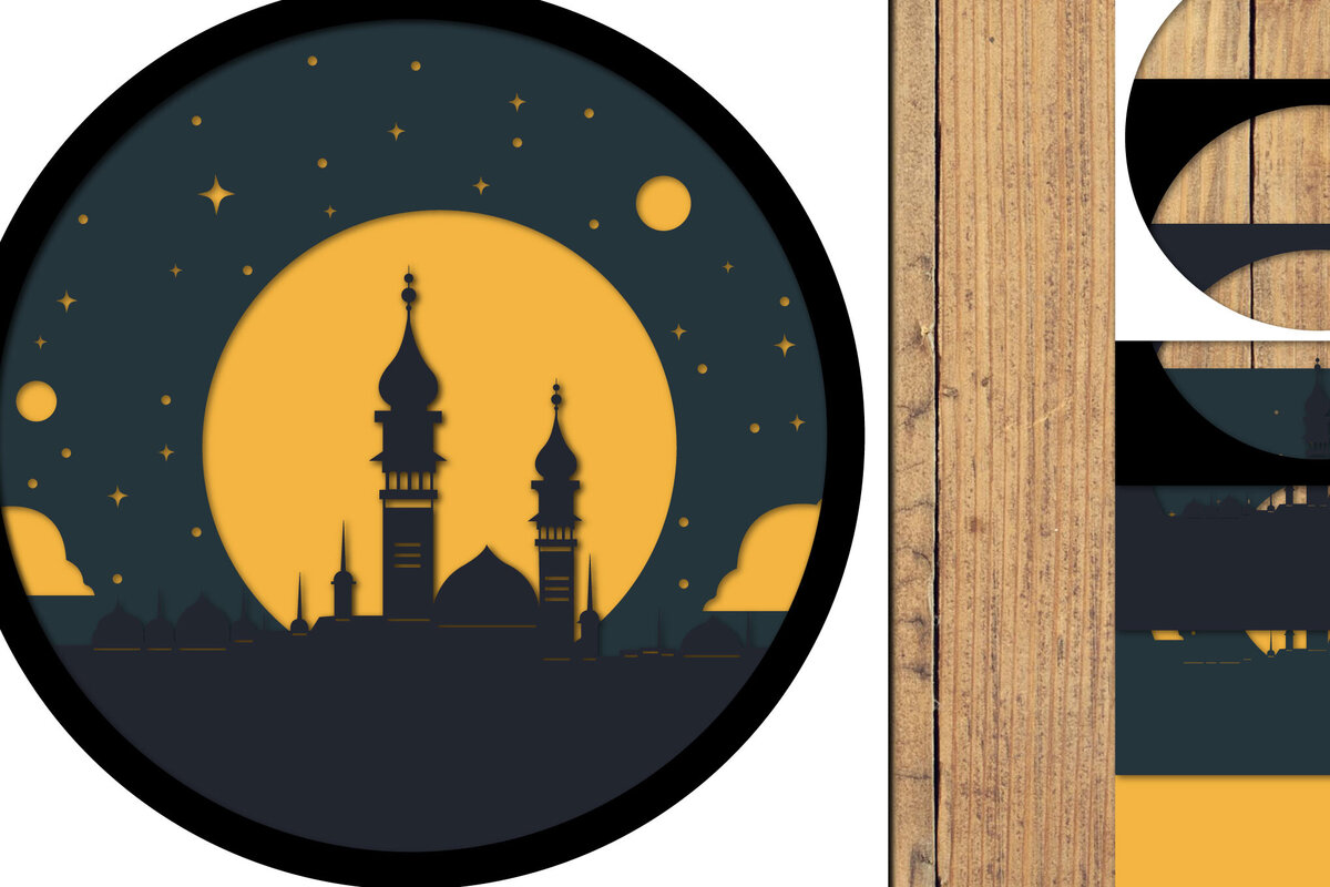 Intra απο ξύλο plywood 3mm-4mm πάχος – Αρχείο 3d Paper Cut Ramadan Kareem Δίασταση  20x20 cm INTRAFABR-118547042