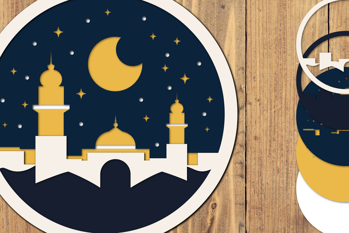 Intra απο ξύλο plywood 3mm-4mm πάχος – Αρχείο 3d Paper Cut Ramadan Kareem Δίασταση  20x20 cm INTRAFABR-118547057