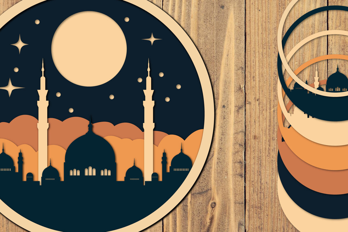 Intra απο ξύλο plywood 3mm-4mm πάχος – Αρχείο 3d Paper Cut Ramadan Kareem Δίασταση  20x20 cm INTRAFABR-118547066