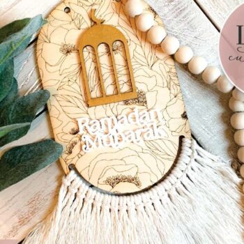 Intra απο ξύλο plywood 3mm-4mm πάχος – Ramadan Mubarak Floral Macrame Δίασταση  20x20 cm INTRAFABR-73141720 - Image 3