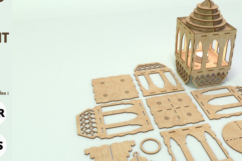 Intra απο ξύλο plywood 3mm-4mm πάχος – Κηροπήγιο Ramadhan, Αρχείο κοπής με λέιζερ Δίασταση  20x20 cm INTRAFABR-82796382