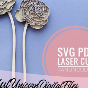 Intra απο ξύλο plywood 3mm-4mm πάχος – Λουλούδι κομμένο με λέιζερ Ranunculus Δίασταση  20x20 cm INTRAFABR-34318096