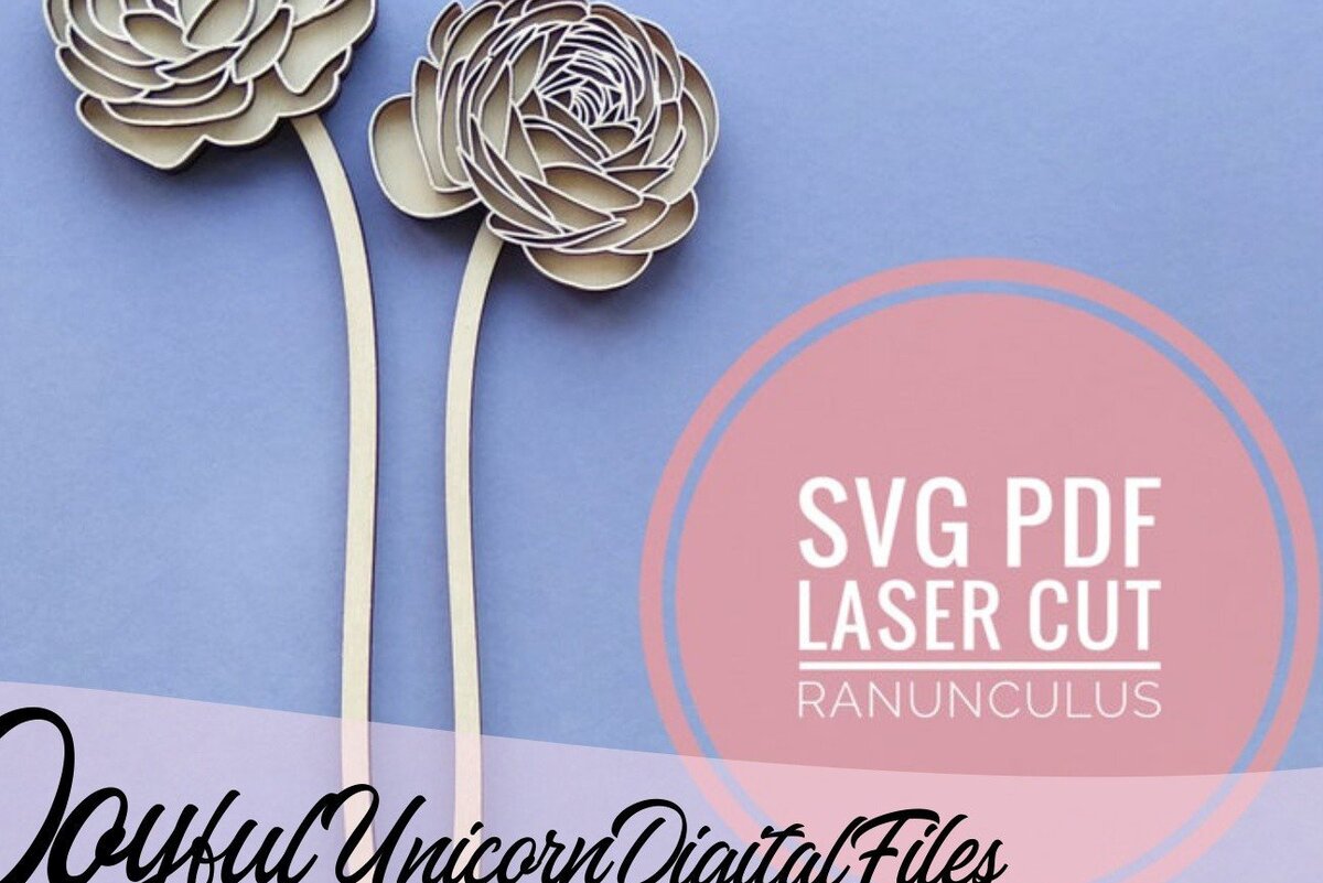 Intra απο ξύλο plywood 3mm-4mm πάχος – Λουλούδι κομμένο με λέιζερ Ranunculus Δίασταση  20x20 cm INTRAFABR-34318096