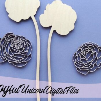 Intra απο ξύλο plywood 3mm-4mm πάχος – Λουλούδι κομμένο με λέιζερ Ranunculus Δίασταση  20x20 cm INTRAFABR-34318096 - Image 3