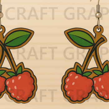 Intra απο ξύλο plywood 3mm-4mm πάχος – Σκουλαρίκια Raspberry Design Δίασταση  5x5 cm INTRAFABR-123671204 - Image 1