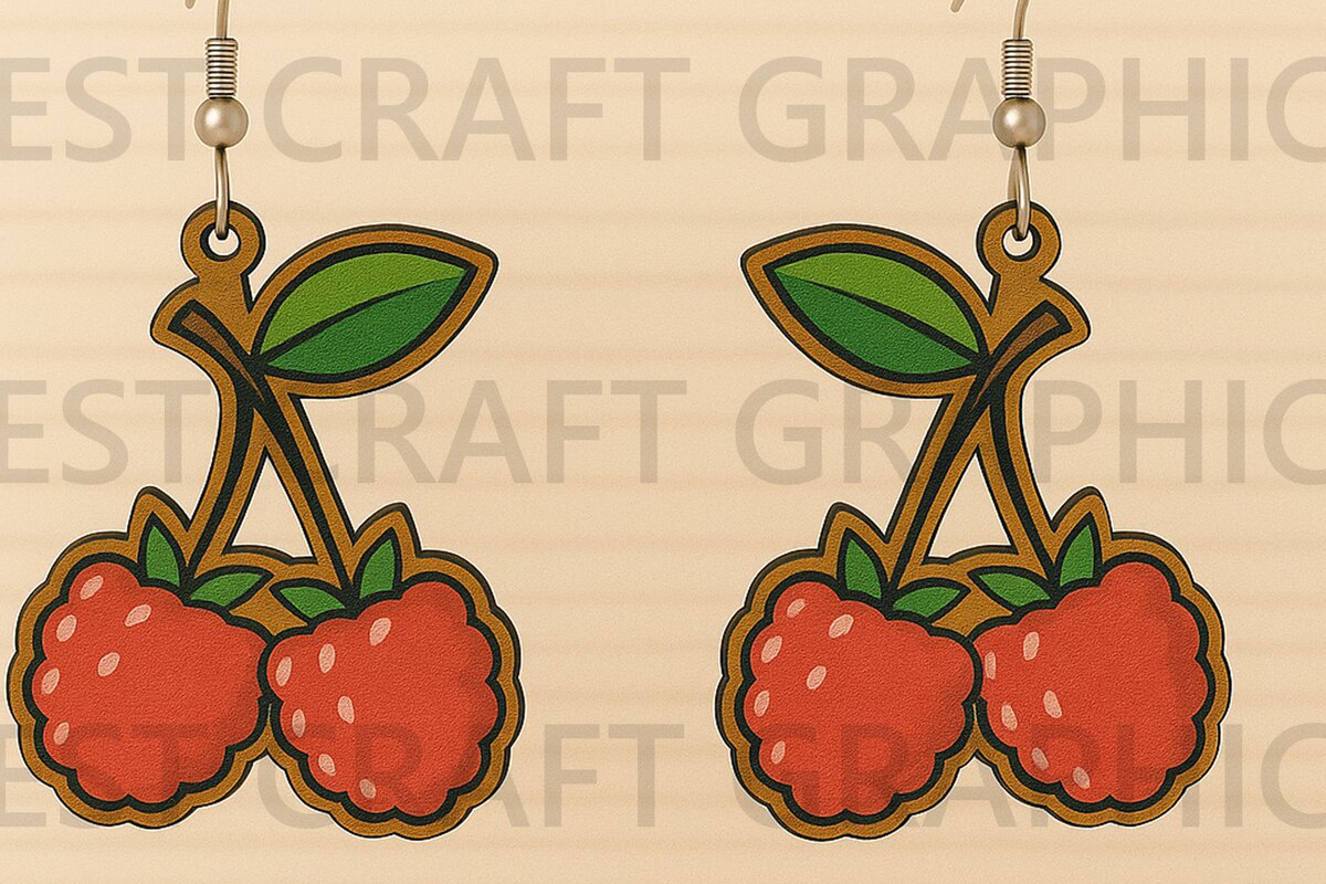 Intra απο ξύλο plywood 3mm-4mm πάχος – Σκουλαρίκια Raspberry Design Δίασταση  5x5 cm INTRAFABR-123671204