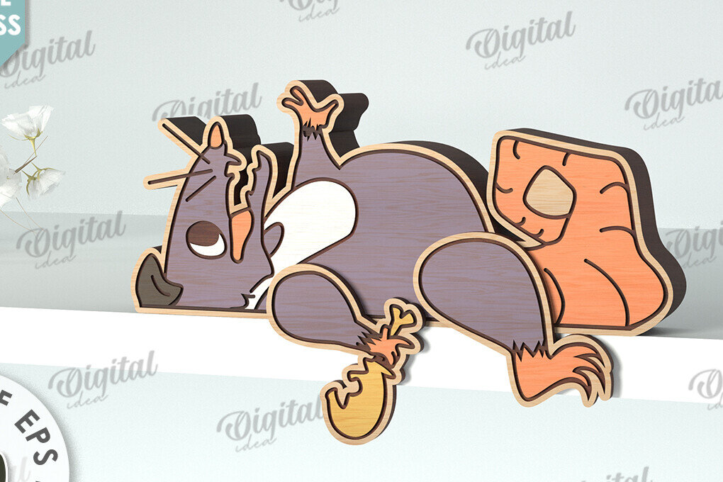 Intra απο ξύλο plywood 3mm-4mm πάχος – Rat Funny Decor Δίασταση  20x20 cm INTRAFABR-117113371