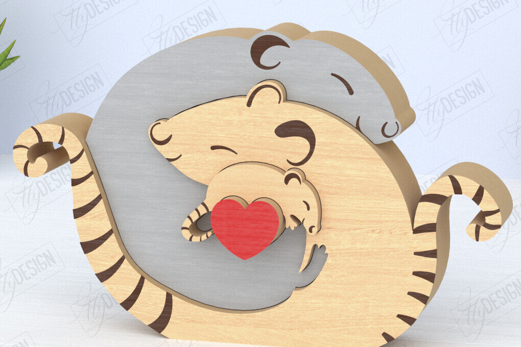 Intra απο ξύλο plywood 3mm-4mm πάχος – Οικογενειακό παζλ Αρουραίων Κοπή λέιζερ | Ζώα Δίασταση  20x20 cm INTRAFABR-119896207