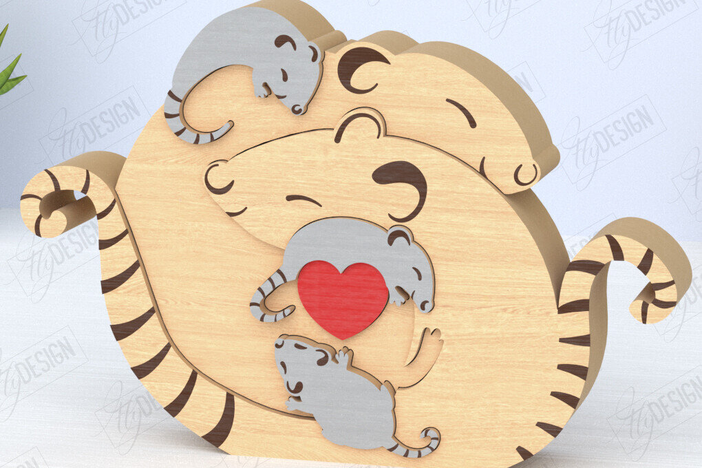 Intra απο ξύλο plywood 3mm-4mm πάχος – Οικογενειακό παζλ Αρουραίων Κοπή λέιζερ | Ζώα Δίασταση  20x20 cm INTRAFABR-119896212