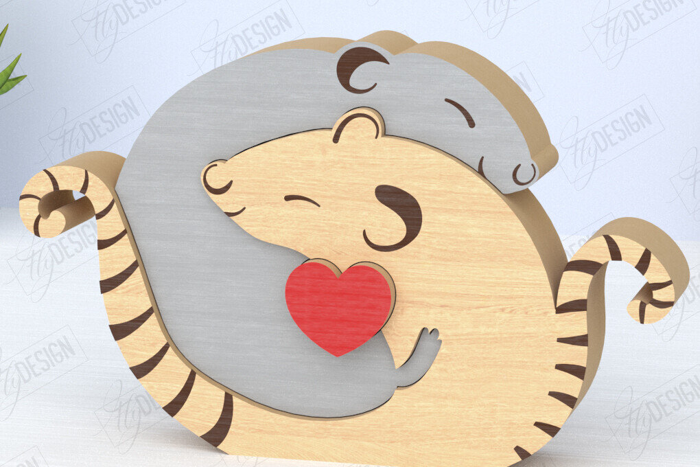 Intra απο ξύλο plywood 3mm-4mm πάχος – Οικογενειακό παζλ Αρουραίων Κοπή λέιζερ | Ζώα Δίασταση  20x20 cm INTRAFABR-119896205