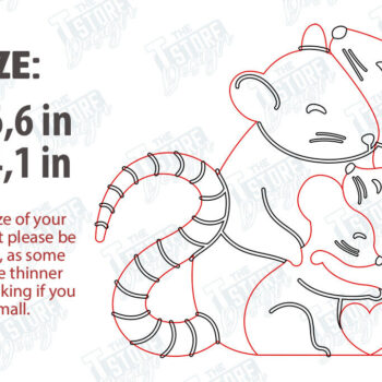 Intra απο ξύλο plywood 3mm-4mm πάχος – Πακέτο κοπής με λέιζερ παζλ Rats Family | CNC Δίασταση  20x20 cm INTRAFABR-119955341 - Image 2