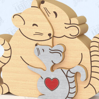 Intra απο ξύλο plywood 3mm-4mm πάχος – Πακέτο κοπής με λέιζερ παζλ Rats Family | CNC Δίασταση  20x20 cm INTRAFABR-119955341 - Image 5