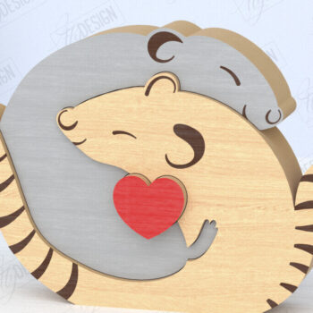 Intra απο ξύλο plywood 3mm-4mm πάχος – Πακέτο κοπής με λέιζερ παζλ Rats Family | CNC Δίασταση  20x20 cm INTRAFABR-119896300 - Image 4