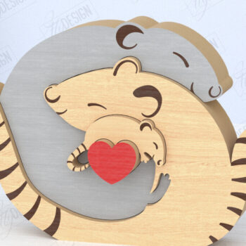 Intra απο ξύλο plywood 3mm-4mm πάχος – Πακέτο κοπής με λέιζερ παζλ Rats Family | CNC Δίασταση  20x20 cm INTRAFABR-119896300 - Image 5