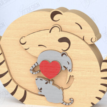 Intra απο ξύλο plywood 3mm-4mm πάχος – Πακέτο κοπής με λέιζερ παζλ Rats Family | CNC Δίασταση  20x20 cm INTRAFABR-119896300 - Image 6